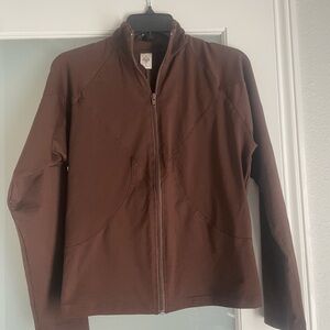 Vintage Prana Size Small Brown Zip Up Jacket Fitted Lightweight